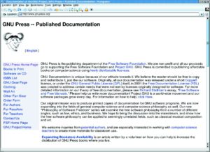 Abbildung 2: Website von GNU Press. Die Free Software Foundation verkauft über GNU Press gedruckte Handbücher, die unter einer freien Lizenz stehen.