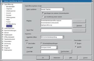 Abbildung 2: In Open Office muss Java freigeschaltet sein, damit das Beispiel funktioniert.
