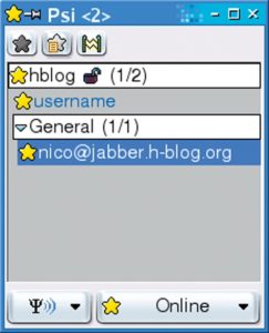Abbildung 2: Der Jabber-Client Psi mit einer Roster-Liste, sie entspricht der Buddy-Liste anderer Systeme.
