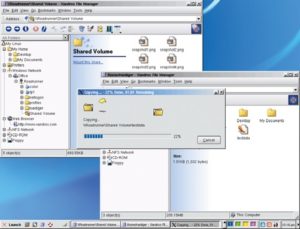 Abbildung 2: Windows-und NFS-Shares im Netzwerk sind für den Dateimanager von Xandros kein Problem.