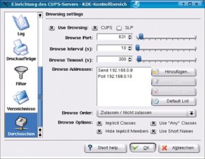 Abbildung 2: Das Modul »Durchsuchen« steuert das Browsing des Servers.
