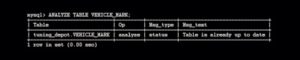 Abbildung 2: Tabellenanalyse in MySQL mit »analyse table«.