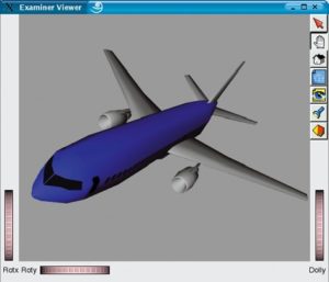 Abbildung 2: Das Flugzeugmodell ist in einer Textdatei beschrieben, die von einem Coin-Programm geöffnet und in den Szenengraphen eingebunden wird.