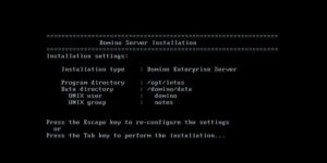 Abbildung 2: Eine Zusammenfassung aller Eingaben, die während der Installation des Domino Servers erforderlich sind.