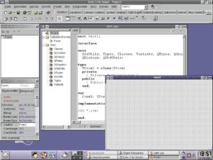 Abbildung 2a: Die Kylix-3-Programmierumgebung (IDE) für Delphi-Programme ...