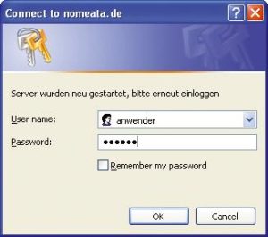 Abbildung 2a: Beim Internet Explorer ist der Angriff kaum erkennbar. Nur die Titelleiste nennt den Server.