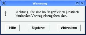 Abbildung 2b: Schon besser: Durch die eindeutige Beschriftung wird dem User klar, dass er per Klick auf den mittleren Button eine Signatur ausführt.