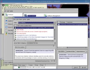 Abbildung 3: Screenshot einer virtuellen Maschine mit XVNC. Eingeloggt als Root läuft ein Yast-Online-Update, um die virtuelle Maschine mit den aktuellen Sicherheitsupdates zu versorgen.
