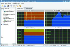 Abbildung 3: KSysguard überwacht lokale und ferne Ressourcen: CPU-Last und Speicherbelegung bleiben so jederzeit im Blickfeld.