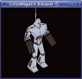 Abbildung 3: Mit nur wenigen Zeilen lädt Ogre ein fertiges Robotermodell und rendert es vor schwarzem Hintergrund.