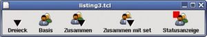 Abbildung 3: Der Code in Listing 3 kombiniert neue Icons aus vorhandenen Bildern: Dreieck und Basis ergeben zusammen das dritte Icon. Nummer vier zeigt eine andere Kombinationstechnik. Das rote Rechteck im Icon rechts entsteht durch ein weiteres Image-Kommando.
