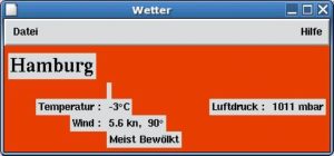 Abbildung 3: Durch den rot gefärbten Hintergrund sind Position und Größe der einzelnen Widgets im Hauptfenster bei diesem Testlauf gut zu erkennen.