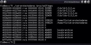 Abbildung 3: Mit Ascii-Armor-Area geschützt liegt hier die höchste ausführbare Adresse bei 0x01003fff. Alle ausführbaren Bereiche liegen in der sicheren Zone.