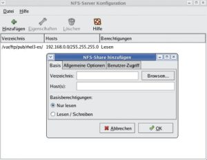 Abbildung 3: Wer seinen Server gerne grafisch konfigurieren möchte, kann bei Fedora auf »system-config-nfs« zurückgreifen.