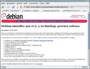 Abbildung 3: Die Homepage des Debian-Installers zeigt die aktuellen Änderungen im Installationssystem.