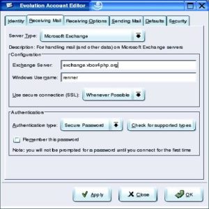 Abbildung 3: Ist der Novell Connector installiert, erscheint in Evolution die Serveroption »Microsoft Exchange«. Ansonsten gestaltet sich die Einrichtung eines Accounts wie gewohnt.