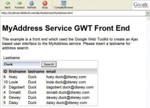 Abbildung 3: Das Google Web Toolkit bietet einen Hosted Mode mit speziellem Webbrowser, in dem Fehler systematisch aufzuspüren sind.