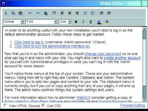 Abbildung 3: Midas, der integrierte Wysiwyg-Editor für Mozilla, macht das HTML-Editieren von Hand überflüssig.