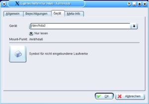 Abbildung 3: Auf der KDE-Oberfläche machen Sie die beiden Partitionen beschreibbar, denn Knoppix mountet bevorzugt read-only.