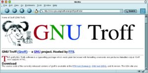 Abbildung 3: GNU Troff (Groff) ist die GNU-Version des bekannten Unix-Tools Troff. Es bietet dem Anwender ein komplettes Textsatzsystem, das sogar Latex ebenbürtig ist.