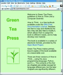 Abbildung 3: Der Verlag Green Tea Press von Allan Downey und Lisa Cutler veröffentlicht die Reihe "How To Think Like a Computer Scientist", die unter der GNU Free Documentation License steht.