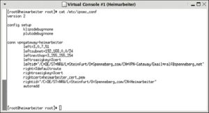 Abbildung 3: Der Roadwarrior kennt zwar die Identität des VPN-Gateway (»left=3.0.7.51«), seine eigene IP-Adresse ändert sich aber mit jeder Einwahl. Daher ist »right=%defaultroute« konfiguriert.