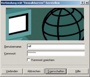 Abbildung 3: Windows enthält bereits einen PPTP-Client. Mit einer einfachen DFÜ-Netzwerk-Verbindung meldet sich der Client beim Linux-PPTP-Einwahlserver an.