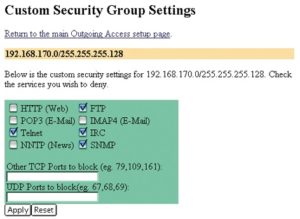 Abbildung 3: In der aktuellen Firmware-Release muss der Admin unerwünschte Dienste verbieten - üblich wäre es, die erwünschten Protokolle zu erlauben.