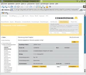 Abbildung 3: Hier fehlt der Commerzbank das abschließende Semikolon beim Leerraum » «.