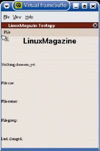 Abbildung 3: Ruft man das Beispiel von der Kommandozeile auf, landet die Ausgabe im »qvfb«.