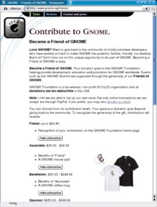 Abbildung 3: ... oder die Freunde von Gnome um Spenden.
