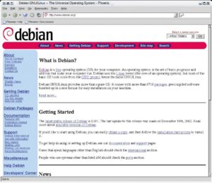 Abbildung 3: Die Debian-GNU/Linux-Seite in Phoenix, dem schlanken und schnellen kleinen Bruder von Mozilla.