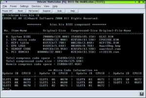 Abbildung 3: Cbrom analysiert das BIOS des Abit-Mainboards BP6. Der freie Speicherplatz reicht locker aus, um noch den Etherboot-Code als »PCI driver [B]« einzufügen.
