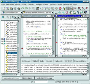 KDevelop 2.0 im Childframe-Modus. 