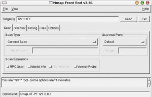 Abbildung 3: Ohne Root-Rechte bleiben Nmap nur wenige Techniken, um im Netz nach offenen Ports zu suchen. Normale User verwenden den einfachen Connect-Scan, der mit RFC-konformen TCP-Verbindungen arbeitet.