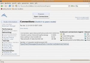 Abbildung 3: Freenet 0.7 befindet sich noch im Alphastadium und wird - wie hier zu sehen - über ein Webinterface oder über eine Telnet-Sitzung gesteuert.
