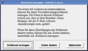 Abbildung 3: Teil eins des Wizard, der dem User dabei hilft, einen Key zu erzeugen. Er orientiert sich an den Zielen des Anwenders.