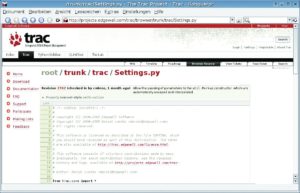 Abbildung 3: Der Trac-Sourcecode-Browser bietet einen komfortablen Lesezugriff: Neben den Commitmessages zeigt er den Quellcode mit Zeilennummerierung und Syntax-Higlighting.