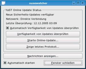 Abbildung 3b: Ein Klick auf das Watcher-Symbol öffnet ein wilde Kombination aus Info-, Konfigurations- und Aktions-Fenster statt direkt zur Updatefunktion zu gehen.