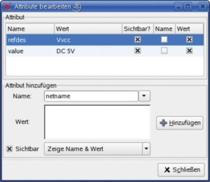 Abbildung 4: Das Attribute-Fenster öffnet sich durch einen Doppelklick auf das betreffende Bauteilsymbol. 