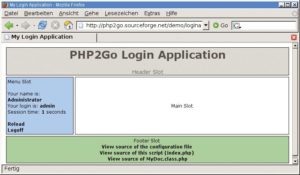 Abbildung 4: PHP2Go liefert PHP-Skripte in rauen Mengen frei Haus, darunter wie im Bild ein Framework mit Benutzerverwaltung und Login, das sich mit beliebigem eigenen Inhalt füllen lässt. Inzwischen enthält die Sammlung außerdem auch Javascript-Anwendungen.