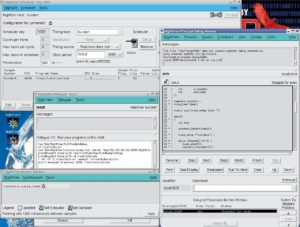 Abbildung 4: Fünf Werkzeuge helfen beim Entwickeln und Optimieren der Echtzeitapplikationen. Neben dem grafischen Interface Nightsim zum FBS ist der grafische Debugger Nightview zu sehen.