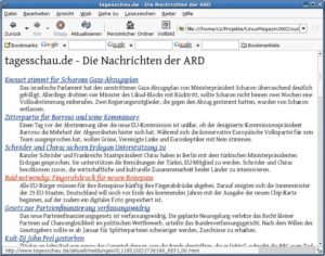 Abbildung 4: Das Tcl-Programm in Listing 4 verwandelt die Daten eines RSS-Newsfeed (Auszüge in Listing 2) in ein ansehnliches HTML-File.
