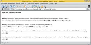 Abbildung 4: Für diese Fehlermeldungen ist jeder Admin dankbar. Dank »open_basedir« verhindert PHP das unbefugte Directory-Listing eines Skripts (vergleiche Abbildung 2).