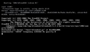 Abbildung 4: Der Beweis: Eine speziell gepatchte Version von Grub bootet einen FreeBSD-Kernel, der später das GNU/KFreeBSD-System starten wird.