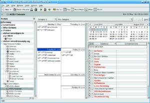 Abbildung 4: Frisch vom Exchange-Server: Wochenansicht des Gruppenkalenders und alle Aufgaben. Der Evolution Connector hat allerdings noch einige Macken, die es zu beheben gilt.