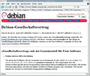 Abbildung 4: Der Gesellschaftsvertrag sorgt in der Debian-Gemeinde zurzeit für viel Zündstoff. Seine kürzliche Änderung könnte sogar das Erscheinen von Debian 3.1 um viele Monate verzögern.