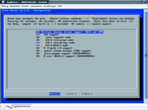 Abbildung 4: Der Logical Volume Manager (LVM, Version 1) ist im Kernel 2.4 standardmäßig enthalten. Für LVM 2 muss der Kernel zunächst gepatcht werden.