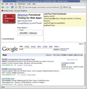 Abbildung 4: Zum Testen legt Selenium ein eigenes Profil im Browser an und ignoriert die vom Benutzer vorgenommenen Einstellungen. Dann lässt es ihn eine Seite ansteuern, während in der oberen Fensterhälfte die Fernsteuerungskontrolle steht.