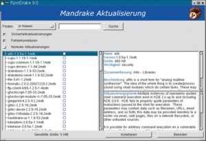 Abbildung 4: Der Update-Mechanismus von Mandrake gleicht die Online- Informationen mit der RPM-Datenbank des laufenden Systems ab und präsentiert dem Benutzer eine Liste der zu aktualisierenden Pakete.